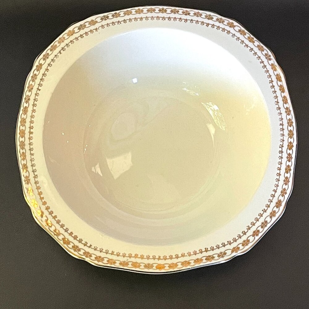 Vintage ALFRED MEAKIN Gold Crown Semi-porcelain serving bowl 18K Gold